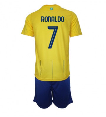 Al-Nassr Cristiano Ronaldo #7 Primera Equipación Niños 2023-24 Manga Corta (+ Pantalones cortos)